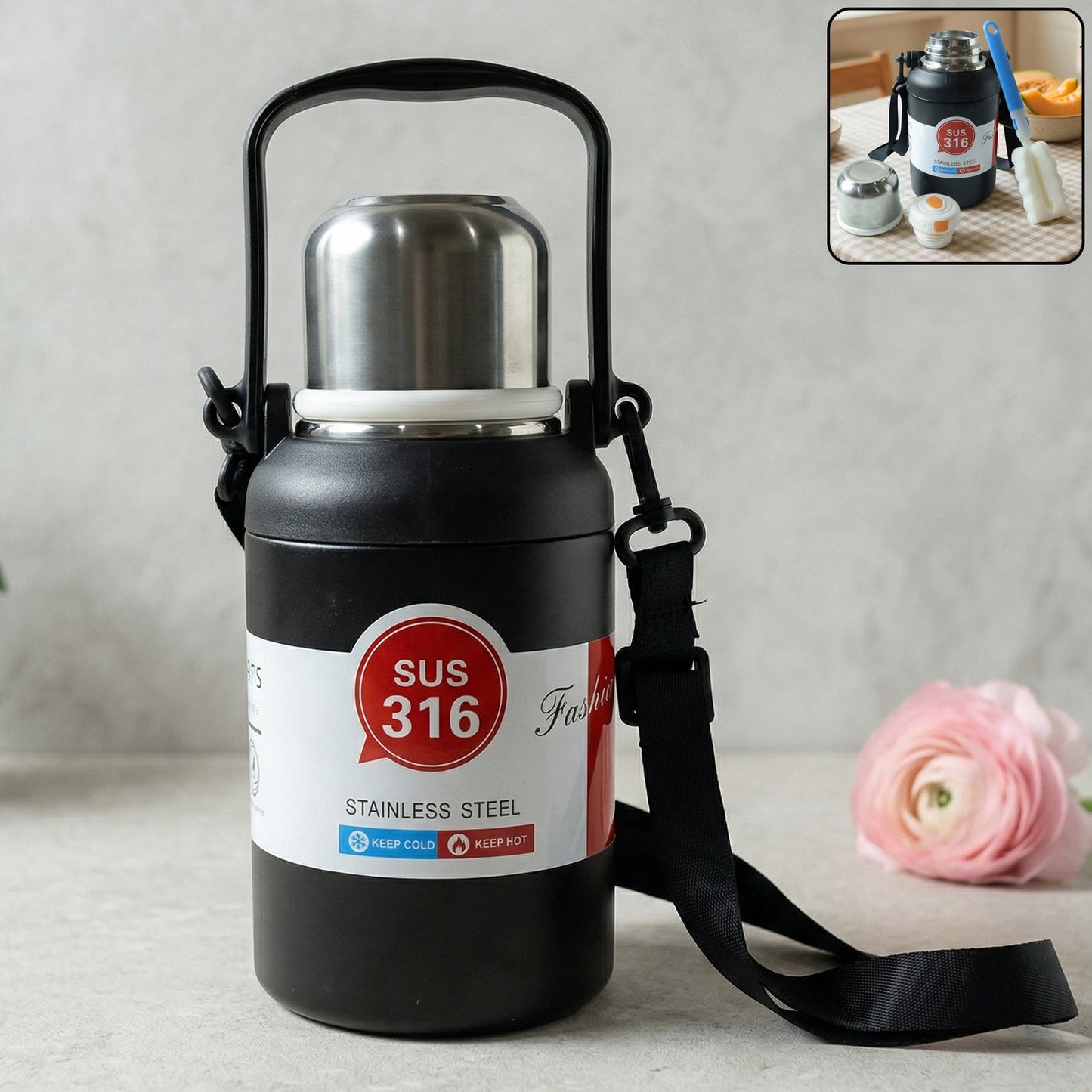 Vacuum insulated steel bottle flask