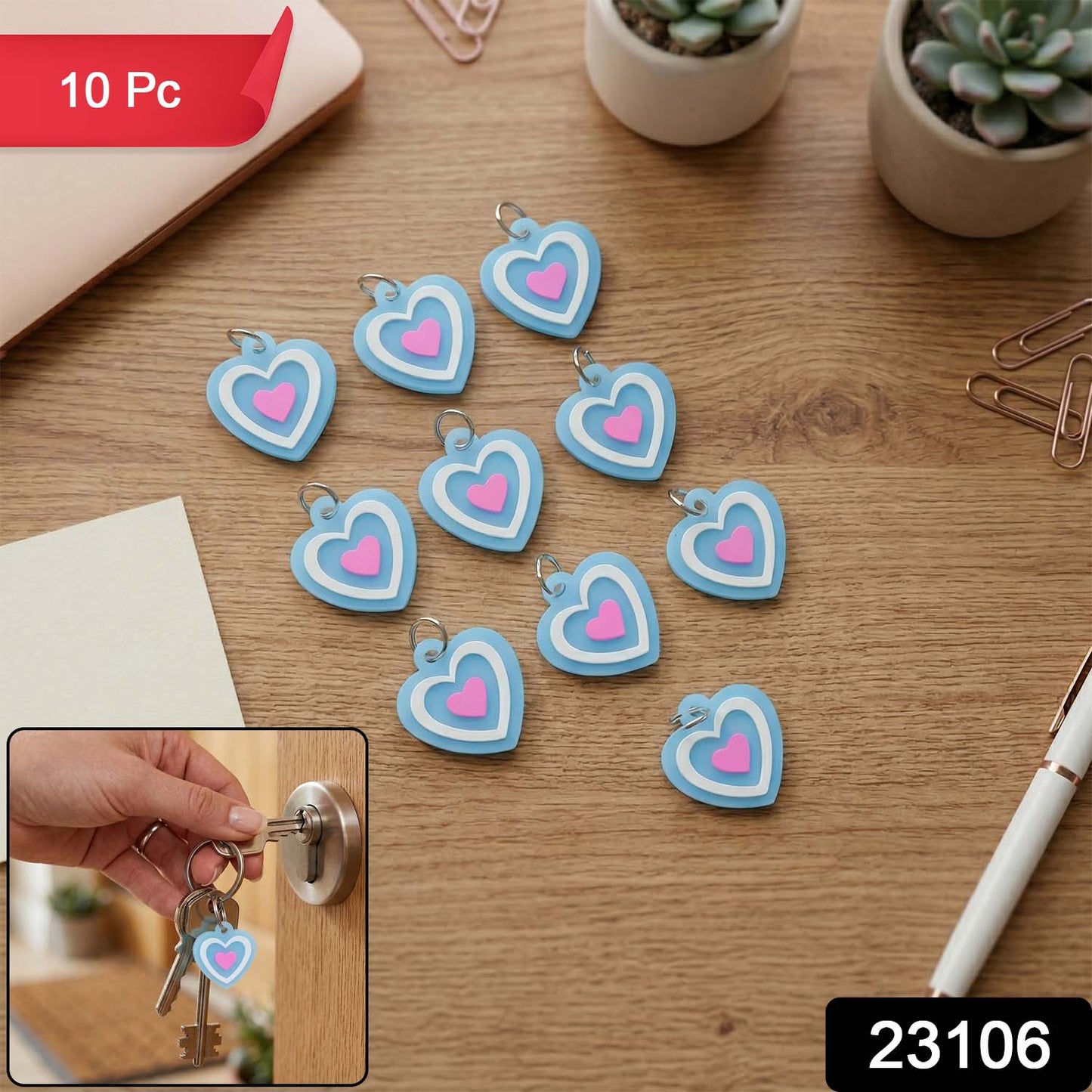 heart design keyring charm set